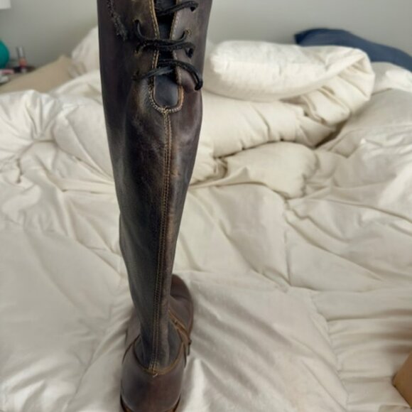 Rare! Bed Stu Manchester Two Tone Knee High Distressed Leather Riding Boots - Picture 5 of 10